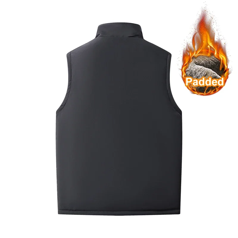 Large Size 7XL Men's Vest Winter Outside Wear Padded Thickened Warm Shoulders Stand-up Collar Jacket Men Clothing