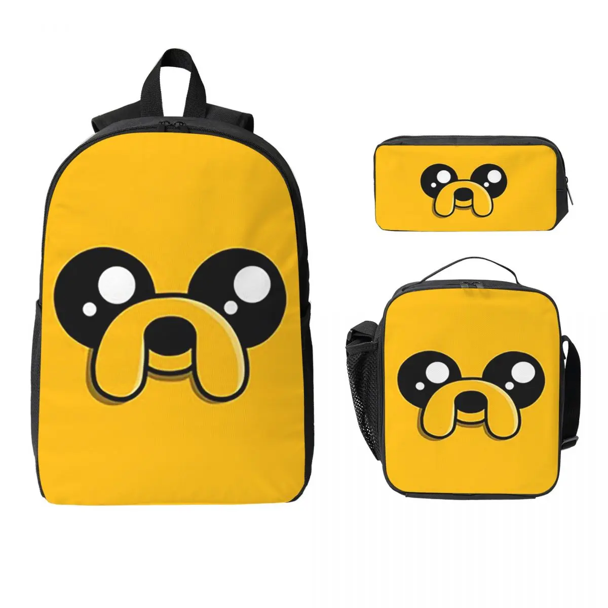 

Jake The Dog Backpack Student Boys Girls BookBag School Bag Laptop Shoulder Bags 3ps Insulated Lunch Bag Pencil Case
