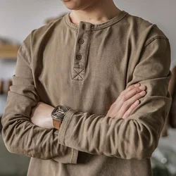 Spring and Autumn New Fashion Retro Loose Cotton Long Sleeve T-shirt Men's Casual Sports Fashion Breathable Large Size T-shirt