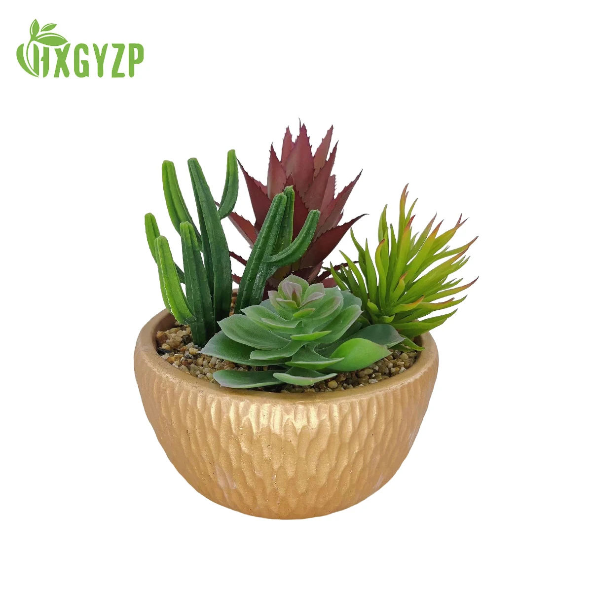 

HXGYZP Succulents Artificial Plant Potted Various Plants With Stone And Cement Flowerpots Home Office Shelf Table Decoration