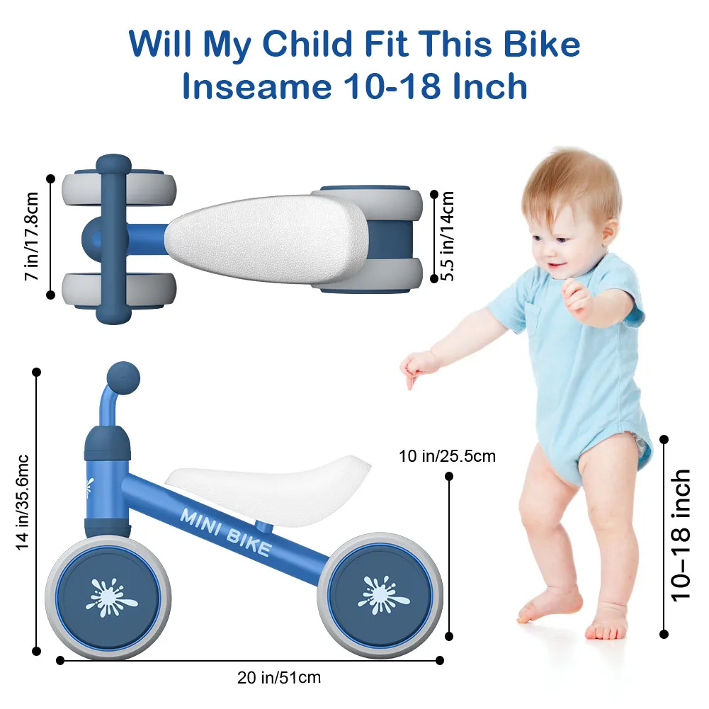 Baby BALANCE Bikes ขี่ของเล่นสําหรับ 1 ปีชายหญิง, anti-DROP ในร่ม Baby Walker 10-24 เดือน Baby's First BIKE วันเกิด GIF