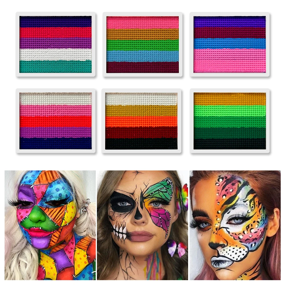 Gesichtsbemalung, Körperbemalung, Kunst, Malerei, Make-up, Regenbogen, wasserlöslich, bunte Malerei, Gesichts-Make-up-Palette für Erwachsene und Kinder