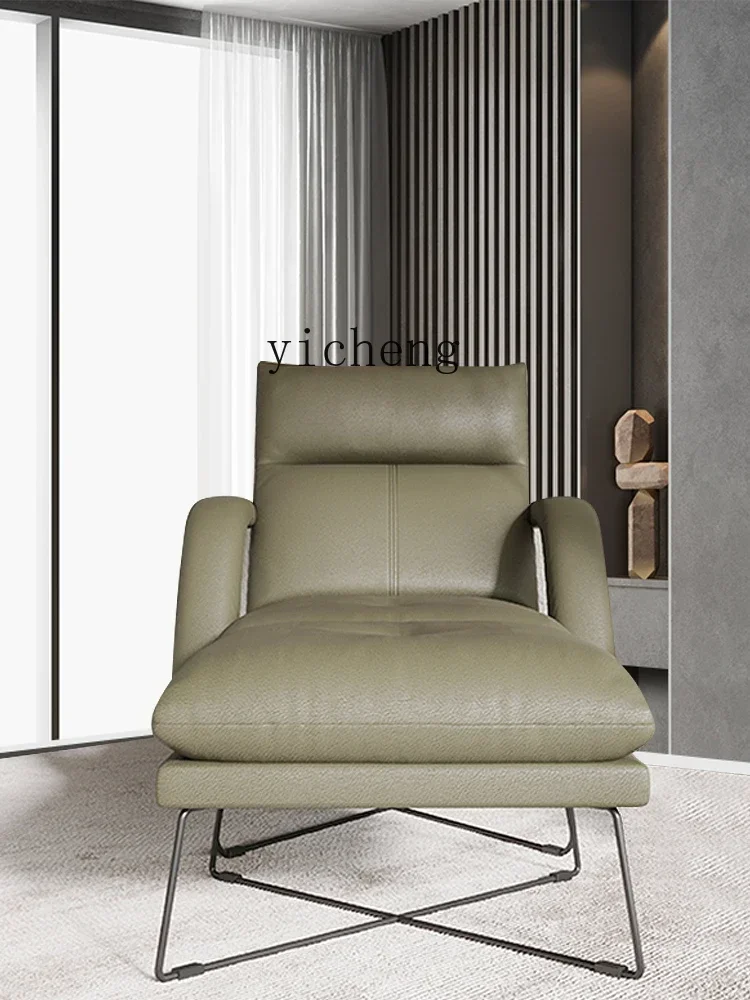 b  Genuine Leather Couch with Pedal First Layer Cowhide Variable Bed Adjustment Leisure Chair Living Room Lazy Recliner