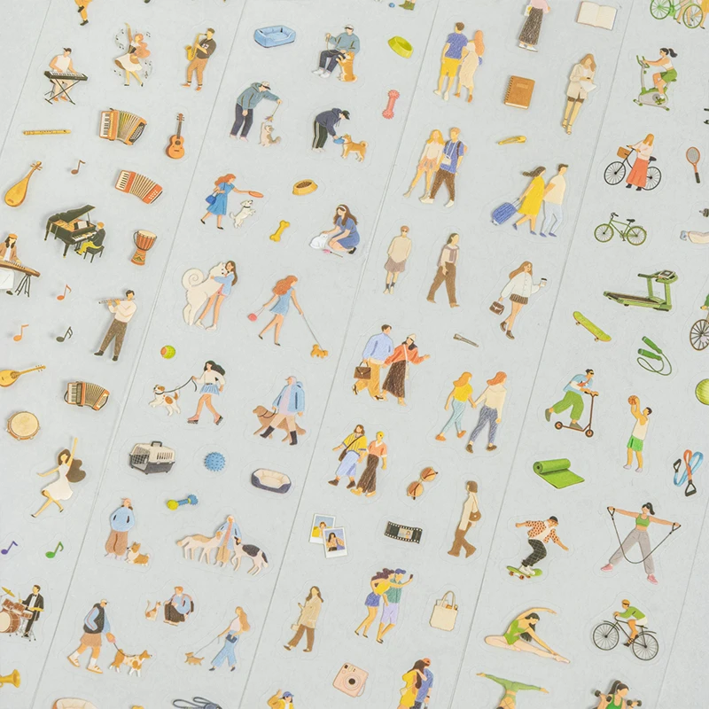 JIANQI 45mm*2m PET Mini character tapes Sticker Decorative collage Adhesive Diy Scrapbooking hand made Masking tape