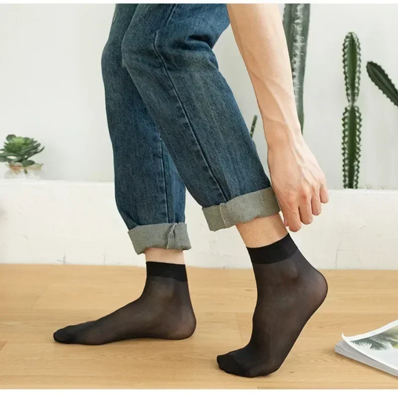 Summer Bamboo Fiber Socks Casual Business Breathable Compression for Male Sweat Absorption Deodorant Silk Middle Tube Stockings