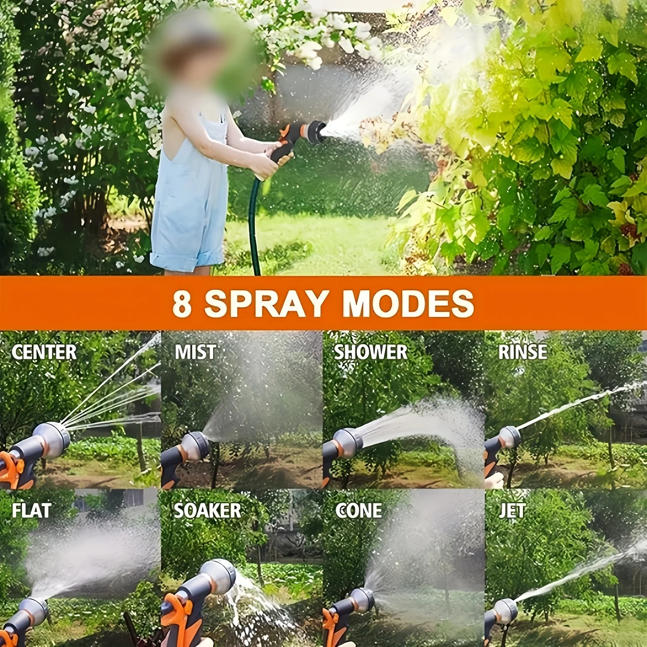Home Gardening Watering Nozzle, 8 Water Outlet Modes, Multifunctional Car Wash Water Gun, Garden Watering