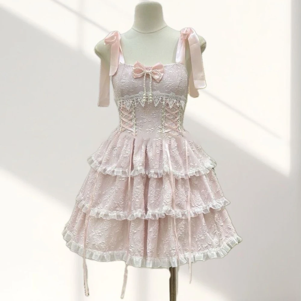 

Cake summer new jsk suspender short skirt tutu skirt sweet cute princess lolita dress waist display birthday dress for women