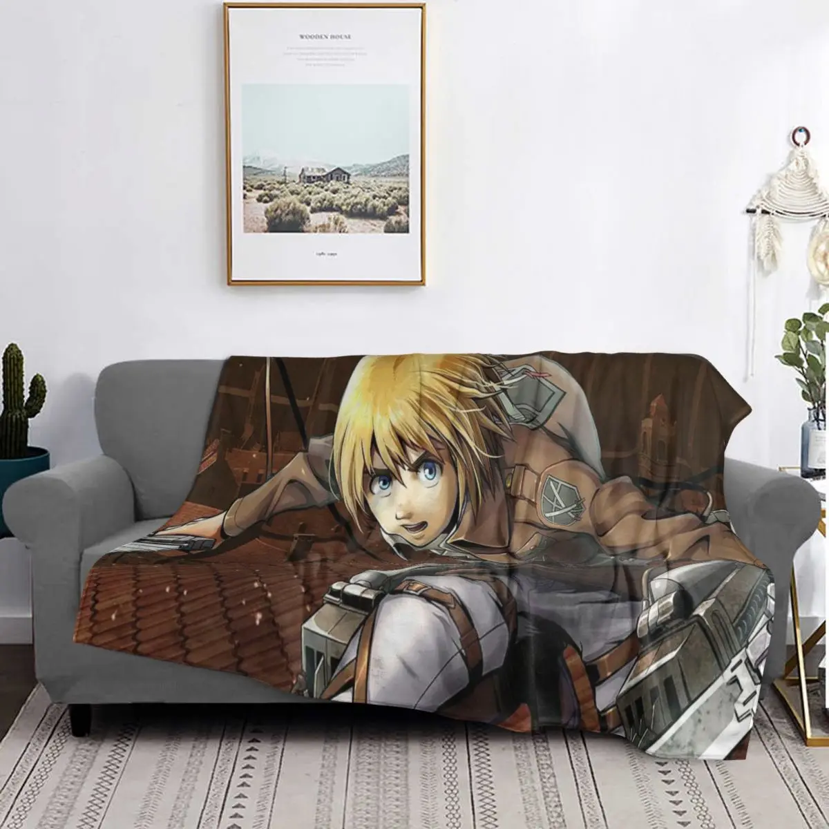 Armin Arlert Attack On Titan AOT Blankets Soft Warm Flannel Throw Blanket Plush for Bed Living room Picnic Travel Home Couch