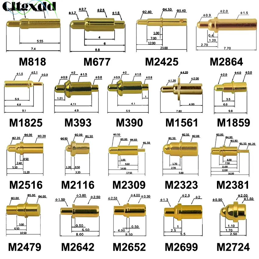 Cltgxdd 1PCS 0.5A 1A 2A 3A 5A 10A Power High Current Spring Pogo Pin Battery Connector POGOPIN Plug Charging Test Probe