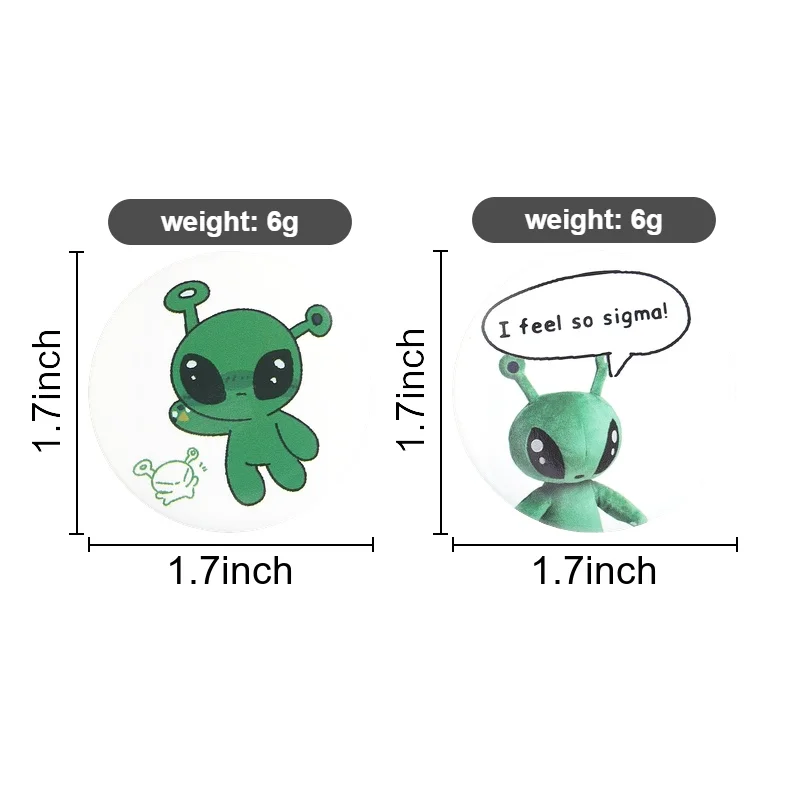 Cute Alien Enamel Pins Gothic I Feel So Sigma! Metal Brooches Fashion Lapel Badge Backpack Clothes Jewelry Gift for Friends
