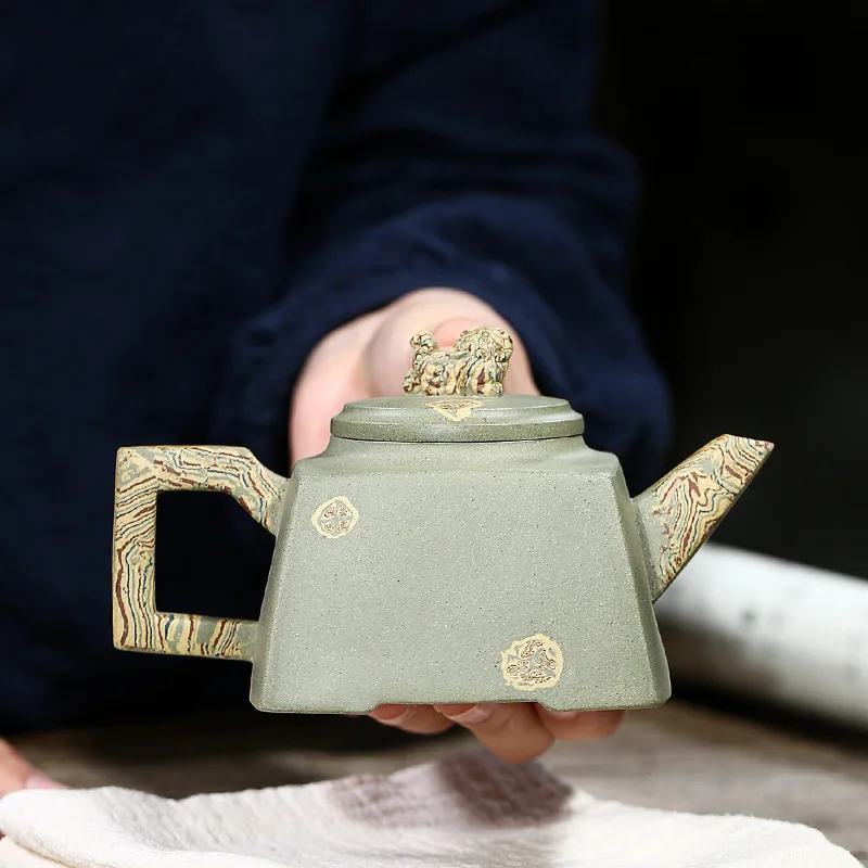 2026 Yixing Purple Clay Pot Raw Auspicious Green Clay Quartet teapot purple sand teapot Yixing handmade teapot - view 2