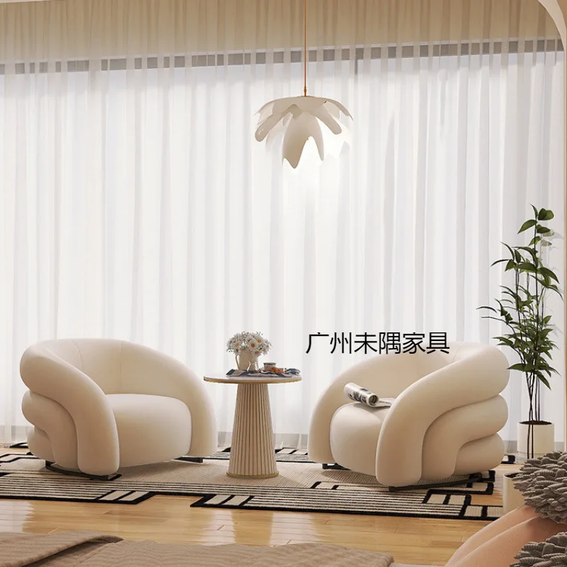 Cream wind single sofa chair lazy single chair sofa small apartment balcony leisure chair