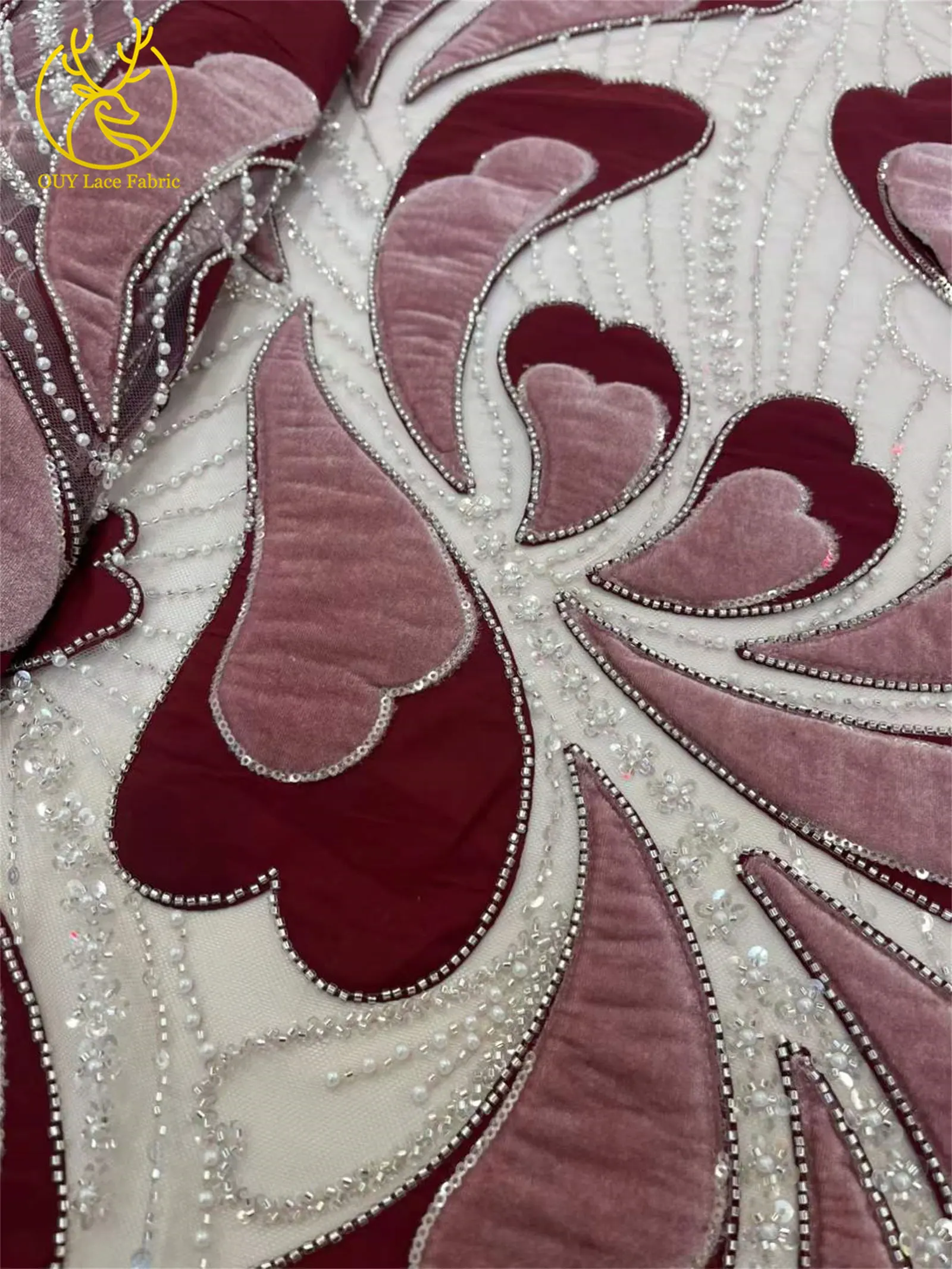 2025年最新 エレガントなアフリカのビーズ付きコットンレース生地 5ヤード フランス ナイジェリア スパンコールレース生地 パーティー イブニングドレス 縫製