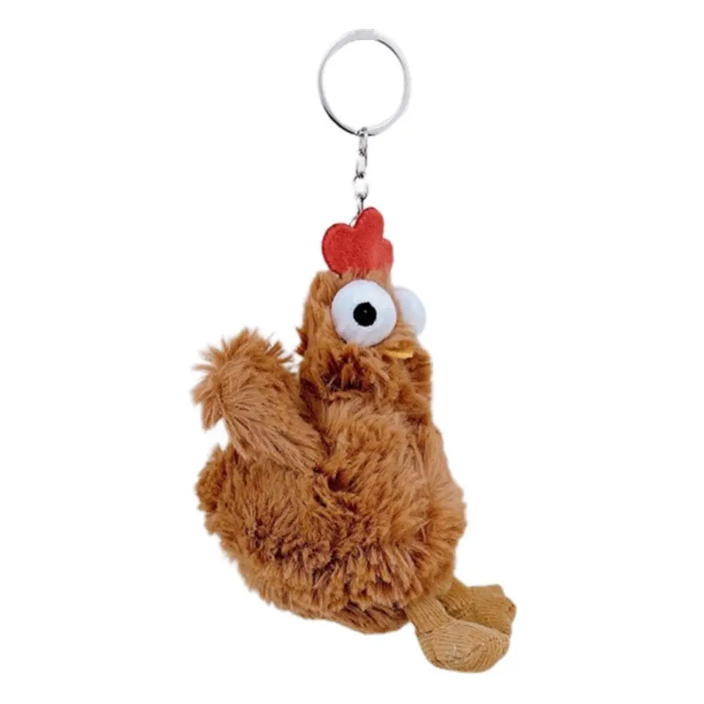 Funny Plush Chicken Egg Laying Hens Keychain Cartoon Animal Chicken Keyrings for Women Men Car Keys Keyrings Hens Keychain