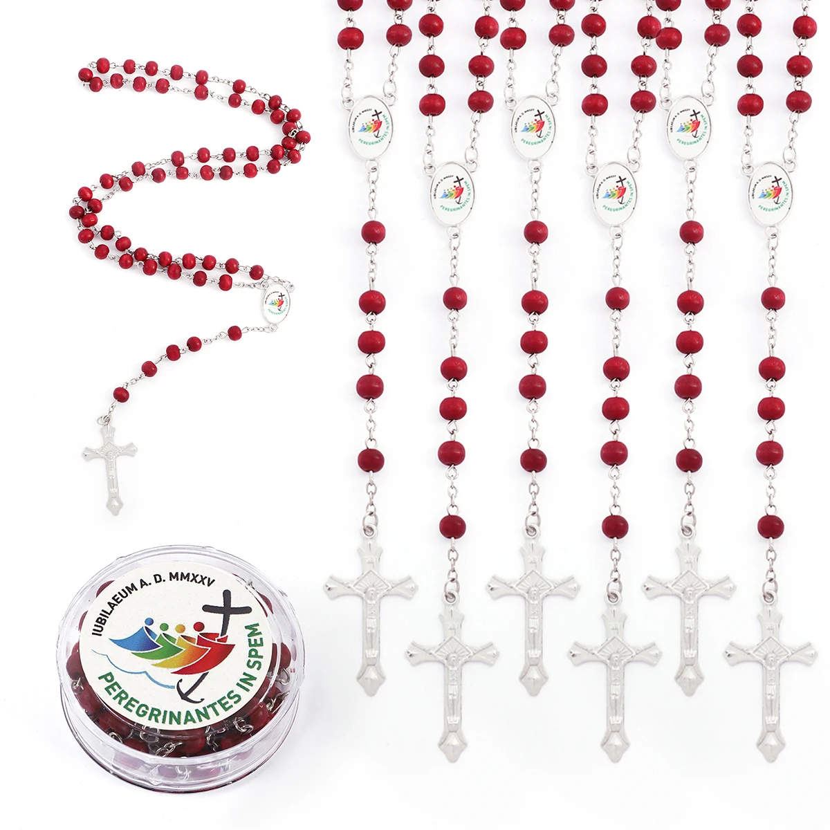 12 Piece Set Of Red 6MM Fragrant Wooden Bead Necklace Vintage For Men and Women Praying For The 2025 Jubilee Rose Sutra