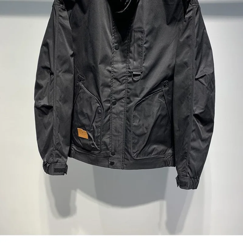 Spring and Autumn Trend Standing Neck Jacket Men's Casual Slim Fit High Neck Zipper Coat