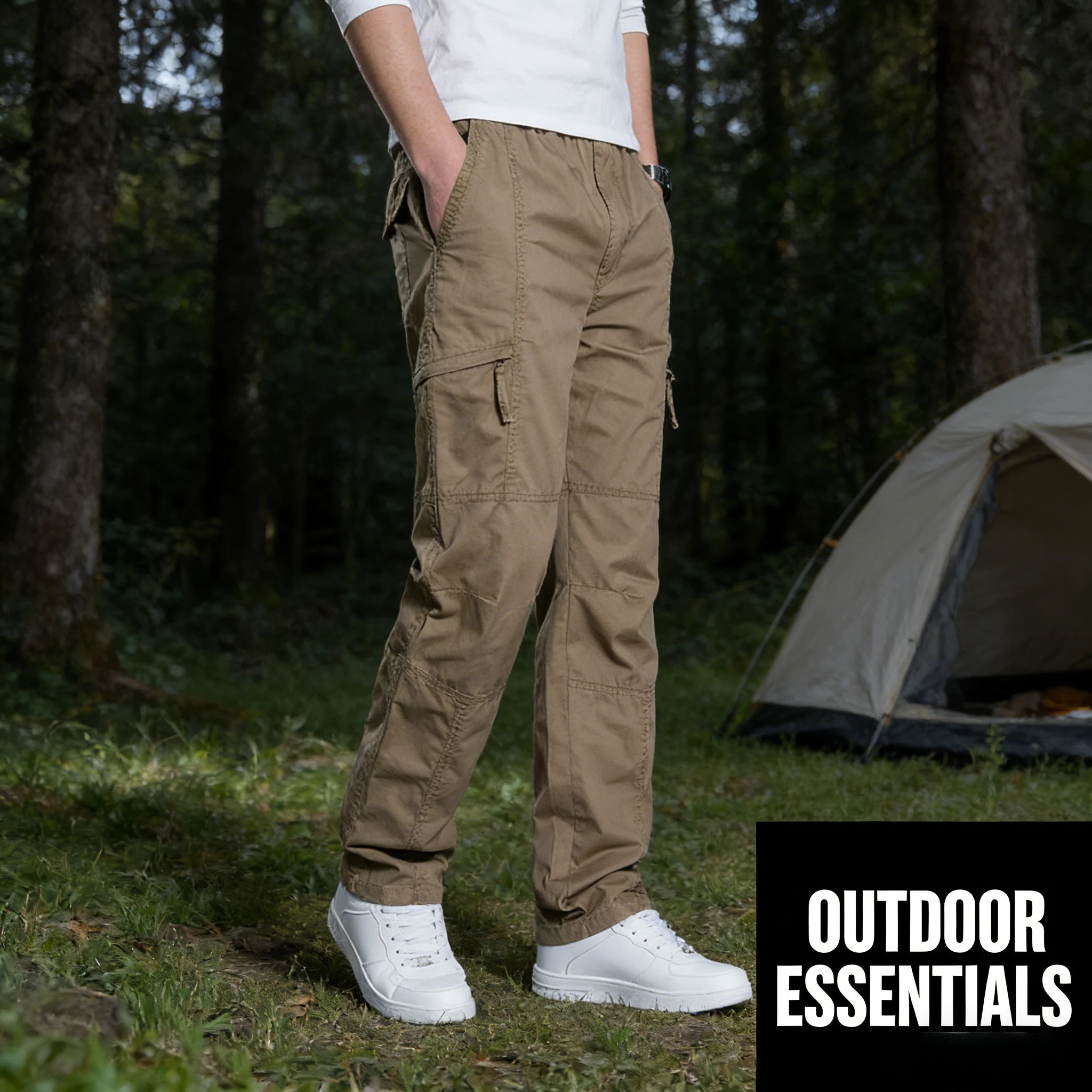 

Mens Casual Pants Big & Tall Lightweight Straight Leg Cargo Trousers Loose Fit Work Pants For Big Guys Daily Wear