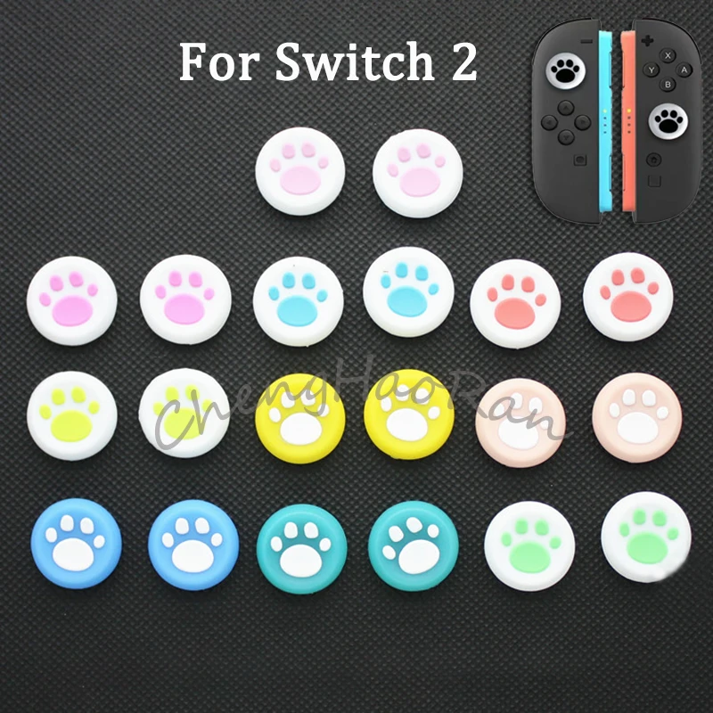 2PCS Cat Paw Silicone Joystick Cap For Switch 2 Game Grip Controller Cap Soft Touch Cat Paw Theme Joystick Cap Cover Case
