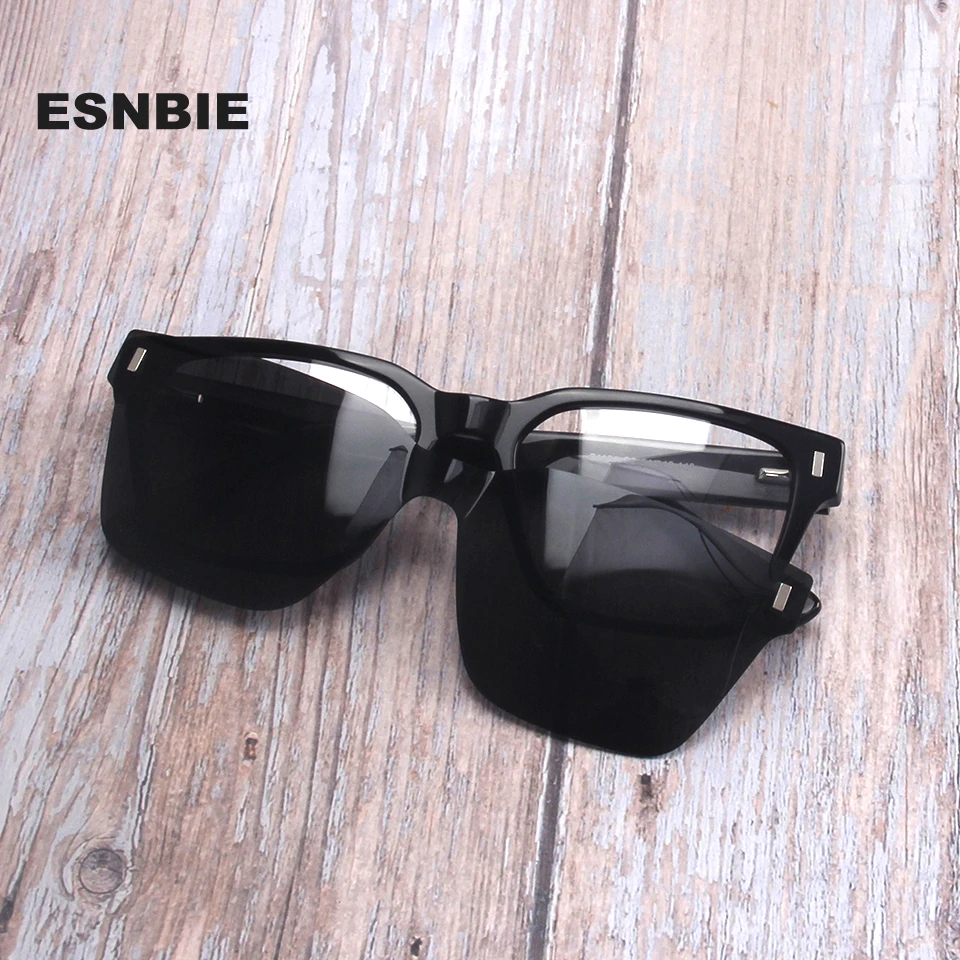 2 In 1 Polarized Magnet Sunglasses Men Vintage Acetate Square Glasses Frame Optical Women Magnetic Eyewear Lunettes De Soleil