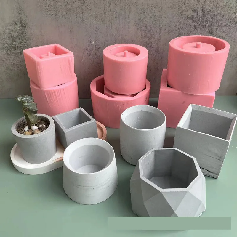 Geometric Polygon Flower Pot Silicone Mold Mixed Mud DIY Earth Gypsum Succulent Flower Pot Mold Cement Flower Pot Mold