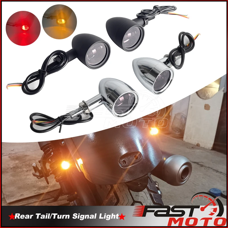 

Turn Signal Lights for Harley Cruiser Bobber Chopper Cafe Racer Custom Bullet Brake Tail Lamp Indicator Retro Aluminum Blinkers