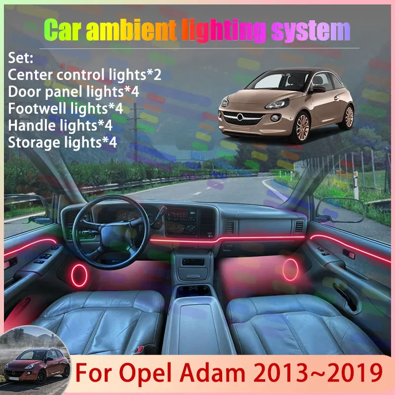 

For Opel Adam 2013~2019 Vauxhall 2014 2015 2016 2/24 in 1 Car Atmosphere Light Lamp RGB Shade Ensemble Streamer Atmosphere Set