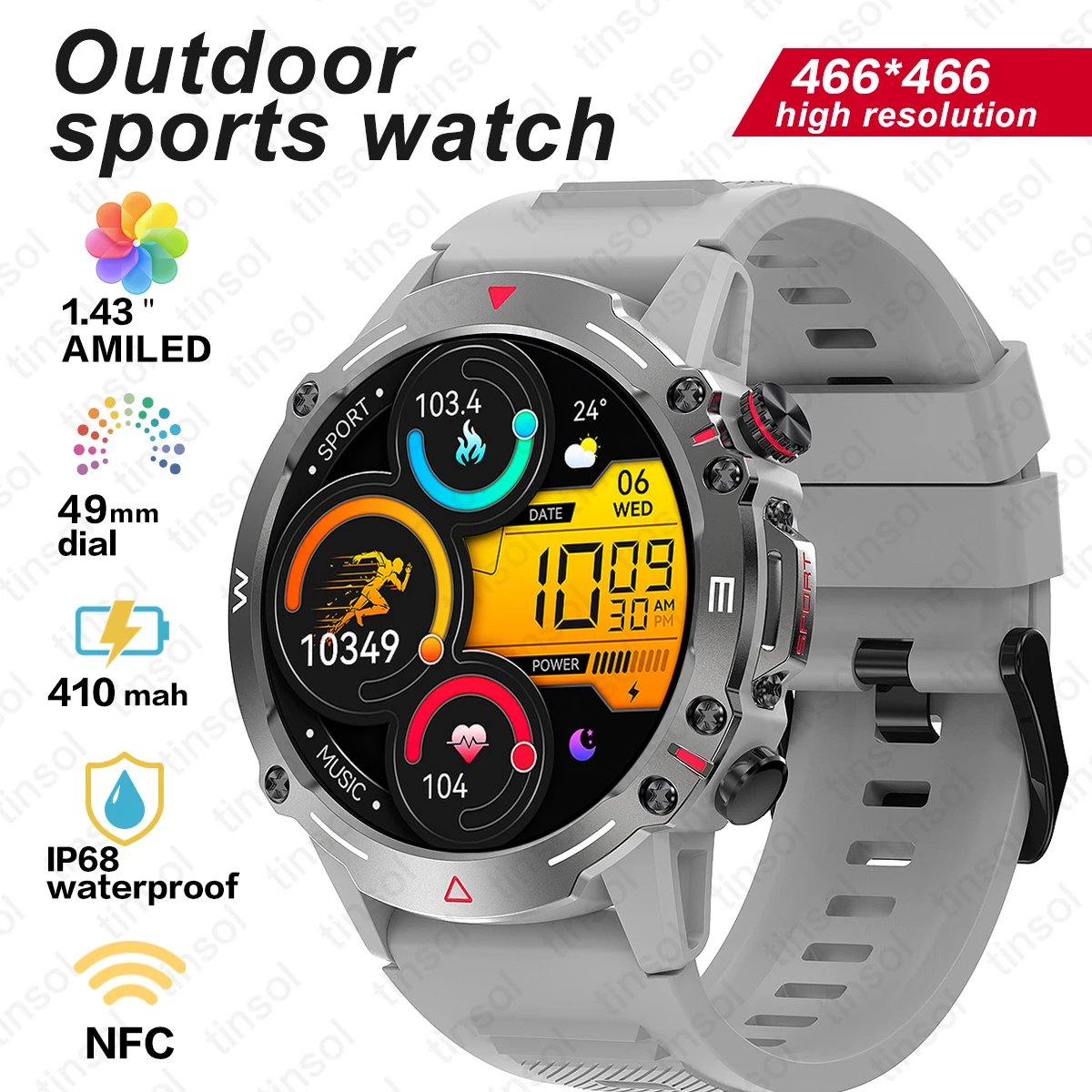 2023 New Man Waterproof Voice calls sport Smart Watch 1.43 Inch AMOLED Display Hi Fi Phone Calls Military Grade Toughness Watch