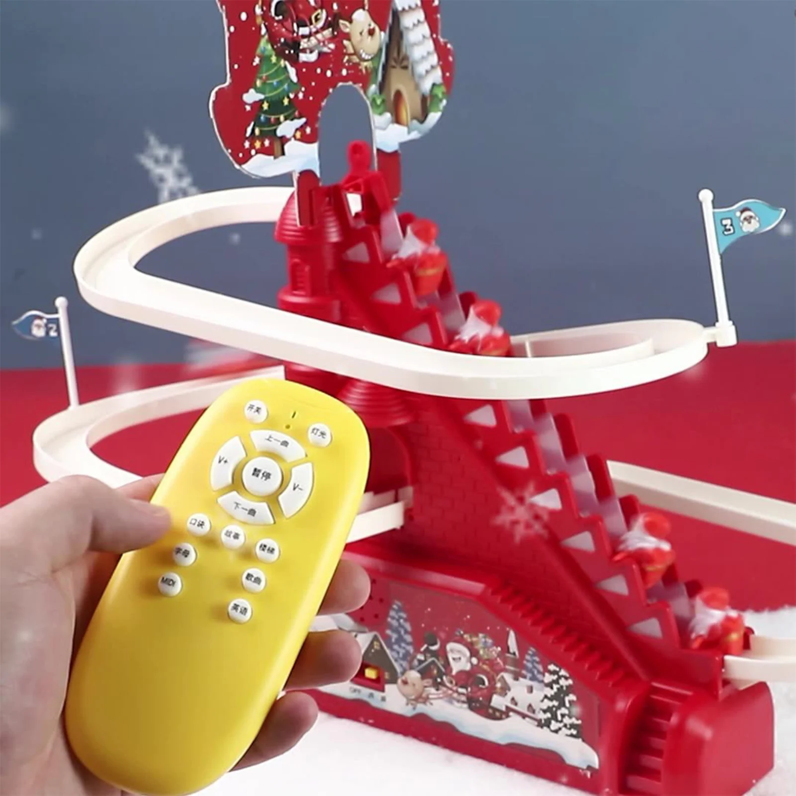 Diversão santa slide brinquedo conjunto engraçado jogando pista brinquedos educativos com luzes & música para crianças presentes de aniversário do dia das crianças