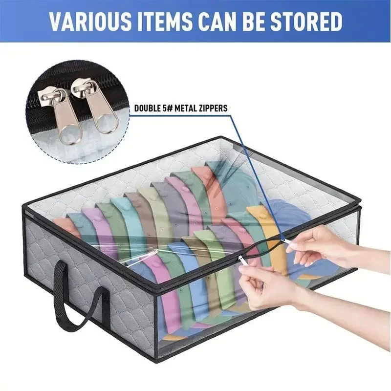 Collapsible Baseball Cap Storage Box, Large Capacity Multifunctional Hat Bag, Can Hold 40 Hats,Suitable for Dormitory Bedroom