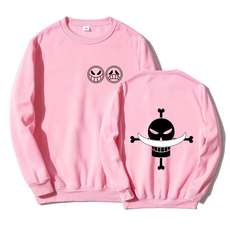 Autumn Men Anime Pirate Ace Edward Newgate Print Men\'s Pullover Casual Sweatshirts Unisex O-Neck Solid Hoodie Hip Hop Top