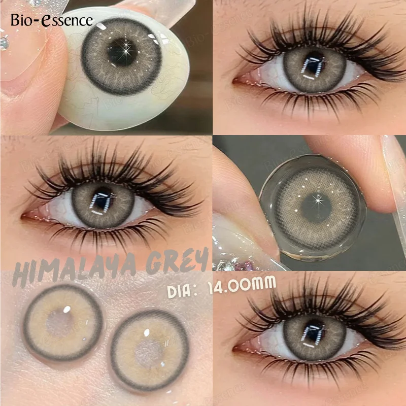 Bio-essence 2Pcs Natural Green Contact Lenses Yearly Brown Colorcon Makeup Gray Pupils Blue Lens for Eyes High Quality Soft Lens