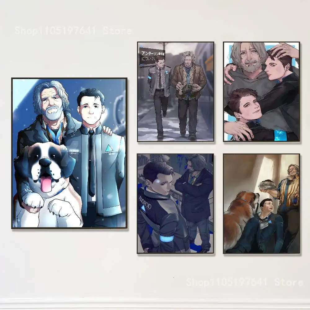 

Hank and Connor Hug D-Detroit Club Bar Paper Vintage Poster Wall Art Painting Bedroom Study Stickers