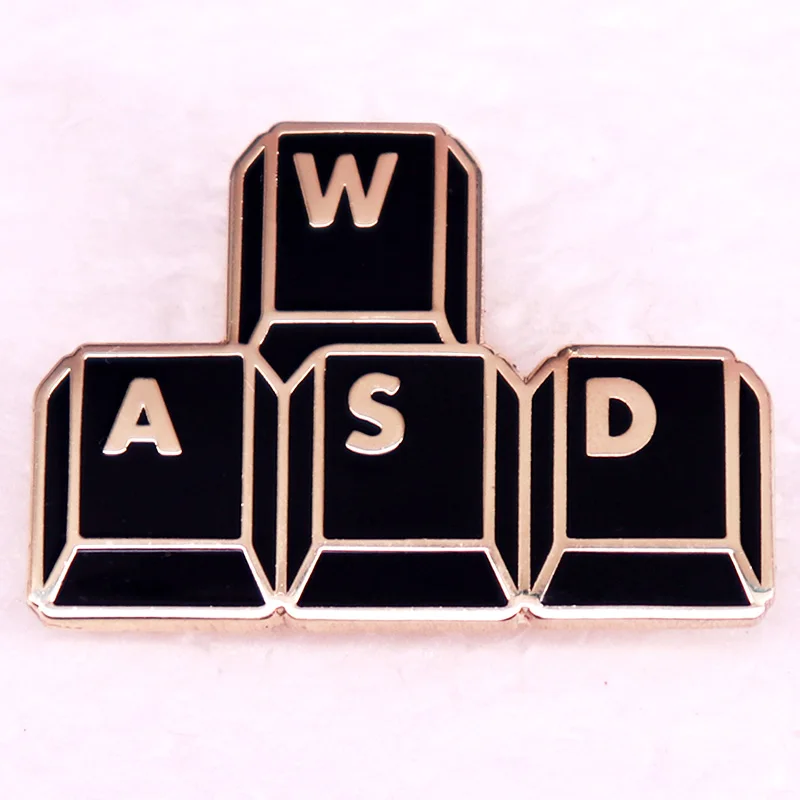 Computer Gamer keyboard Wasd Keys buttons Enamel Pin Geeks Gamers PC Console Fun Cool brooch jewelry gift