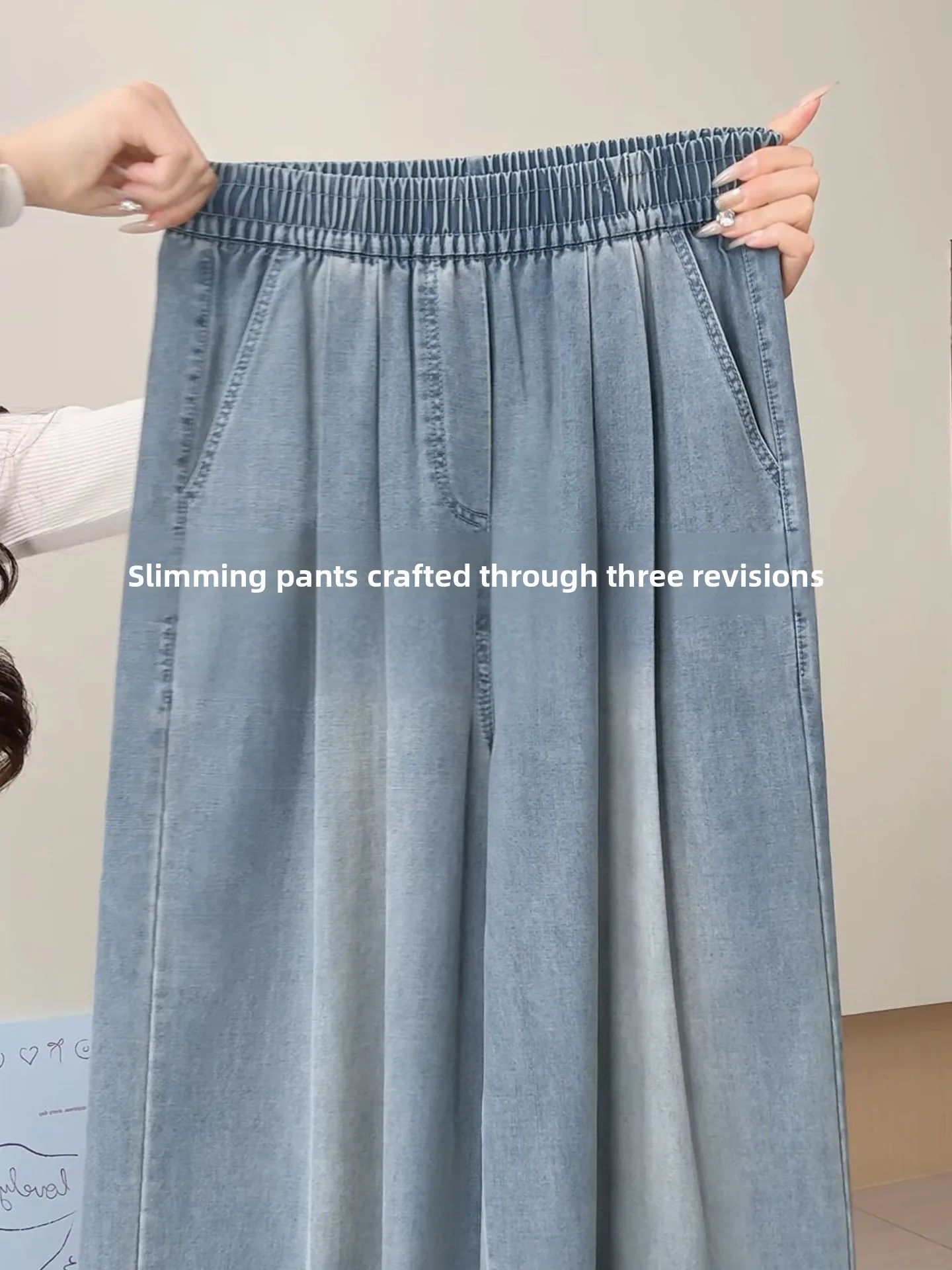 

Straight Leg Jeans Women's Spring Summer Thin Loose Wide Leg Pants High Waist Drape Casual Loose Long Trousers