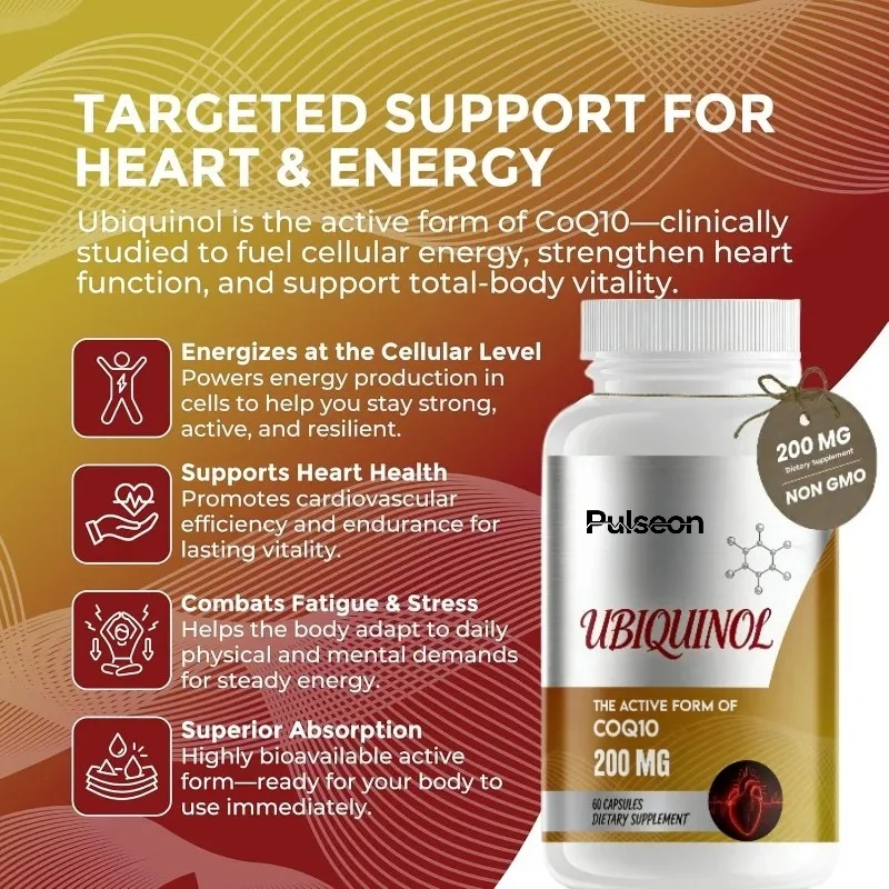 Pantone Coenzyme Q10 200mg - Energy and Cellular Antioxidant Health Support Supplement | 60 Capsules