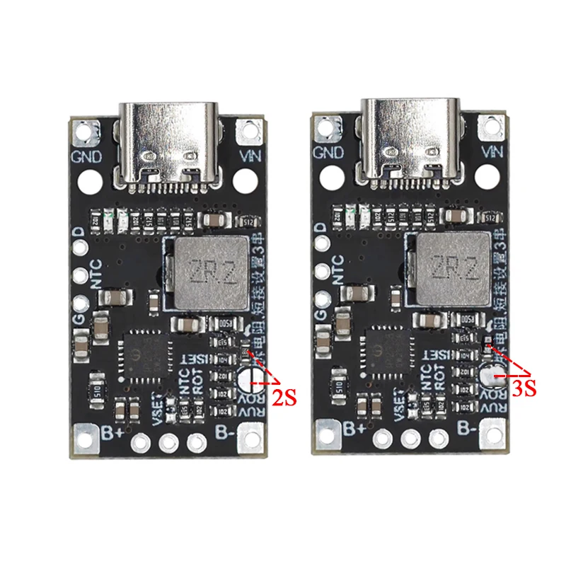 Modulo Boost di ricarica della batteria al litio USB 2/3S BMS 15W 8.4V 12.6V 1.5A di tipo C con supporto bilanciato ricarica rapida con indicatore