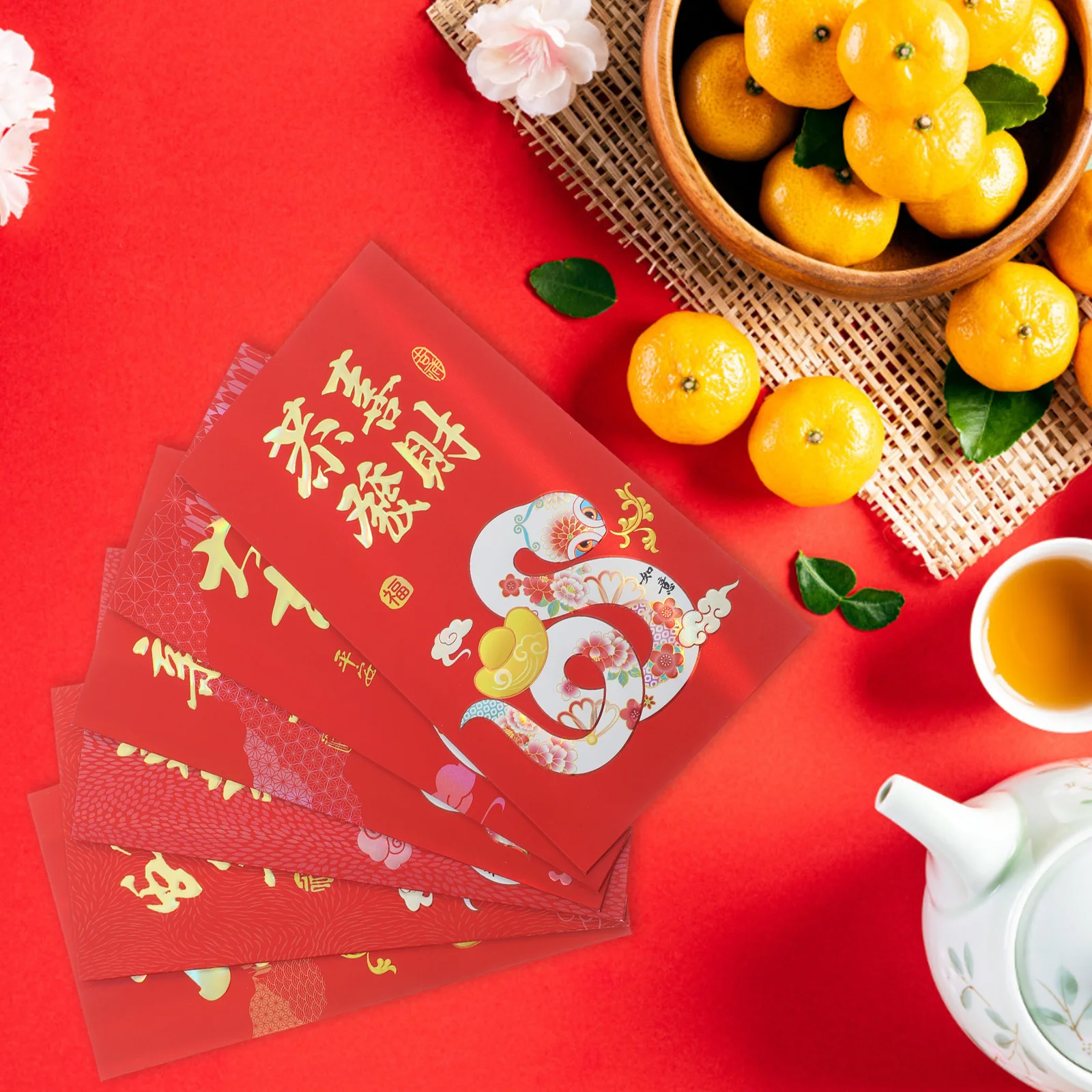 

6pcs Snake Theme Lucky Money Packets 2025 Chinese New Year Red Envelopes Spring Festival Cash Envelopes Secure Design Cultural