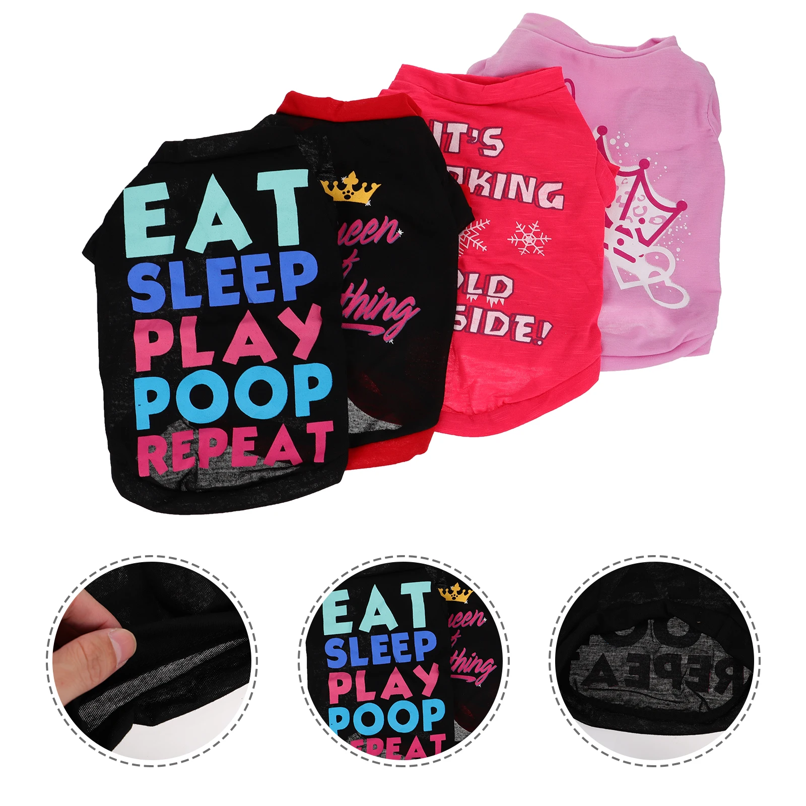 

4Pcs Cute Dog T Shirts Small Dog Pet Outfits Summer Apparel Dog Clothing