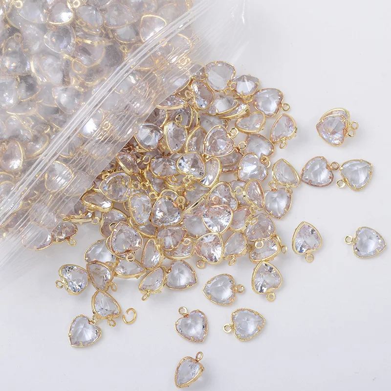

100 шт./лот, ювелирный аксессуар, циркон, круглая капля воды, треугольная геометрическая форма, кулон для подвесок, серьги, браслет