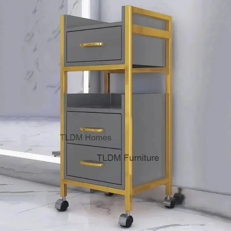 خاص صالون عربات خزانة صالون الشعر الأثاث التجاري صالون حلاقة عربة أدوات تخزين متعددة الوظائف مع درج j #5