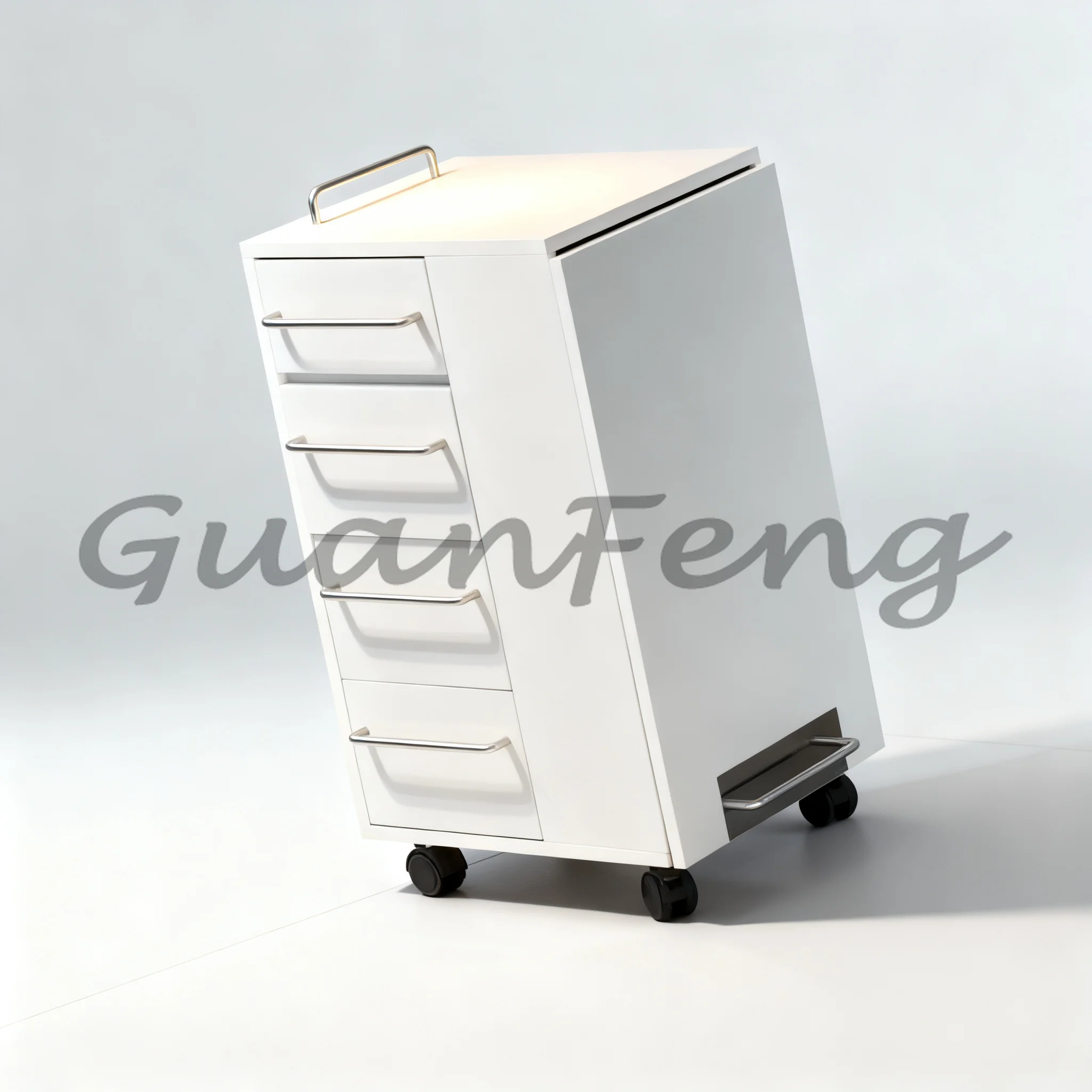 Modern Foldable Nail Salon Table with Wheels, Portable Rolling Manicure Workstation with Storage for Professional Beauty Salon