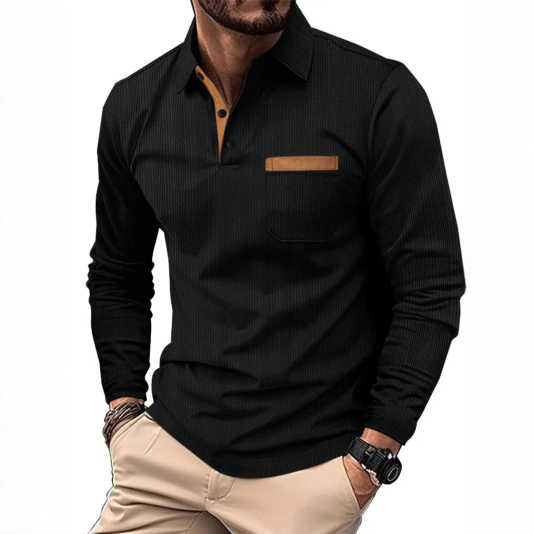New Men's Long Sleeve  Shirt Casual Sports Breathable Fold Collar Polyester Fiber Blend Machine Washable Spring 2025