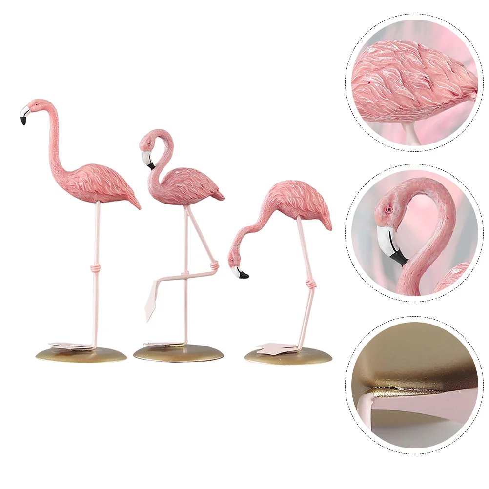 3 Pcs Flamingo Sculpture Statue Indoor Ornament Boho Decor Figurine Decorations Party