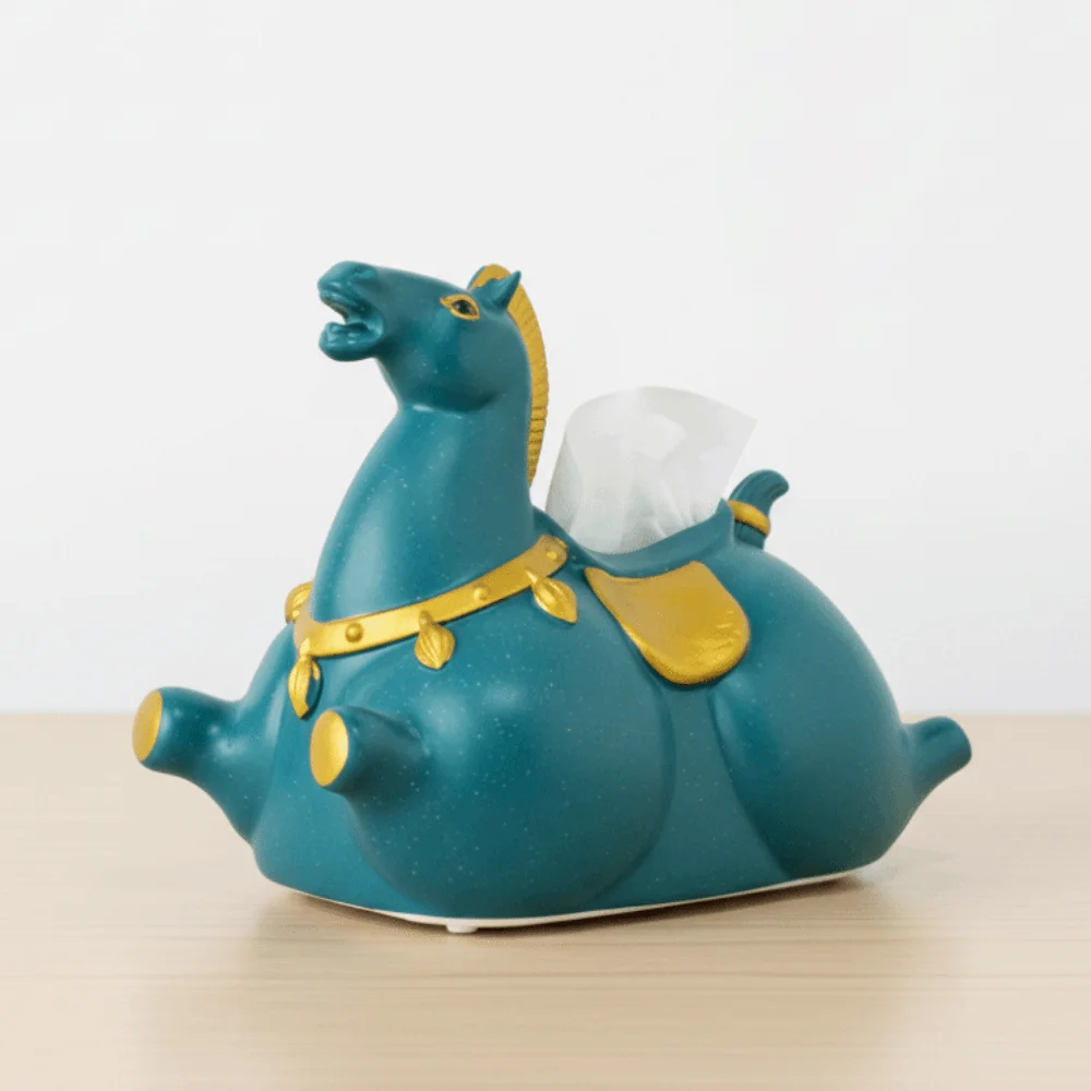 Chinese Stijl Paard Jaar Tissue Box Figuur Model Paard Tissue Opbergdoos Anime Decoratieve Zodiac Paard Model Verjaardagscadeau