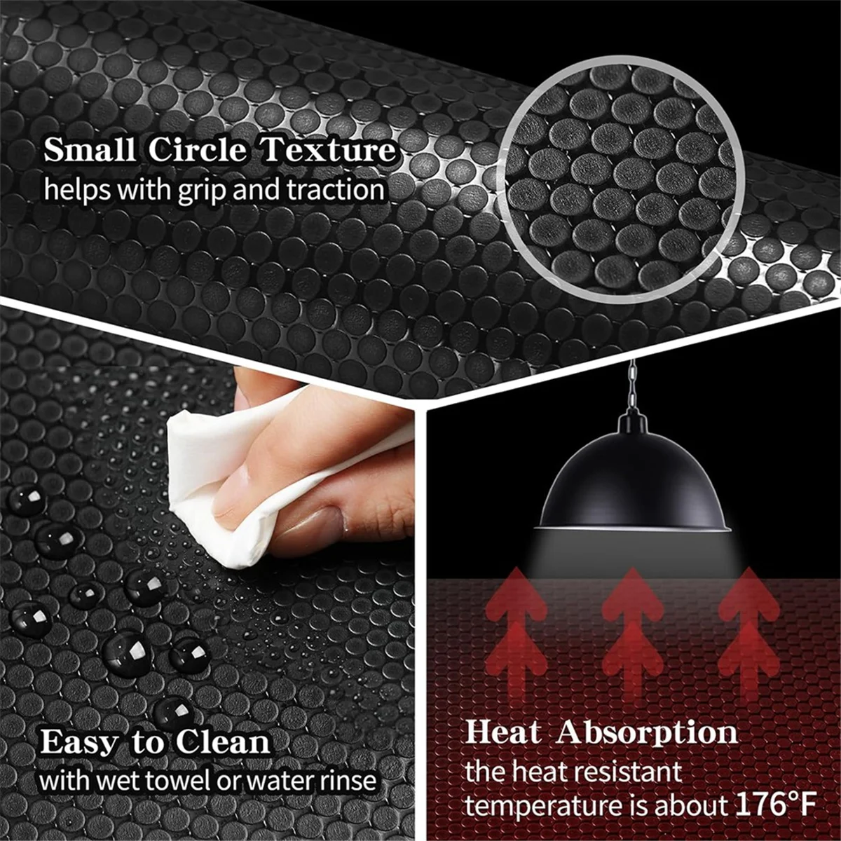 The New Reptile Mat,Reptile Terrarium Substrate Liner for Leopard Gecko, Lizard,Snake,Tortoise,Reptile Flooring 18x36 Inch Black