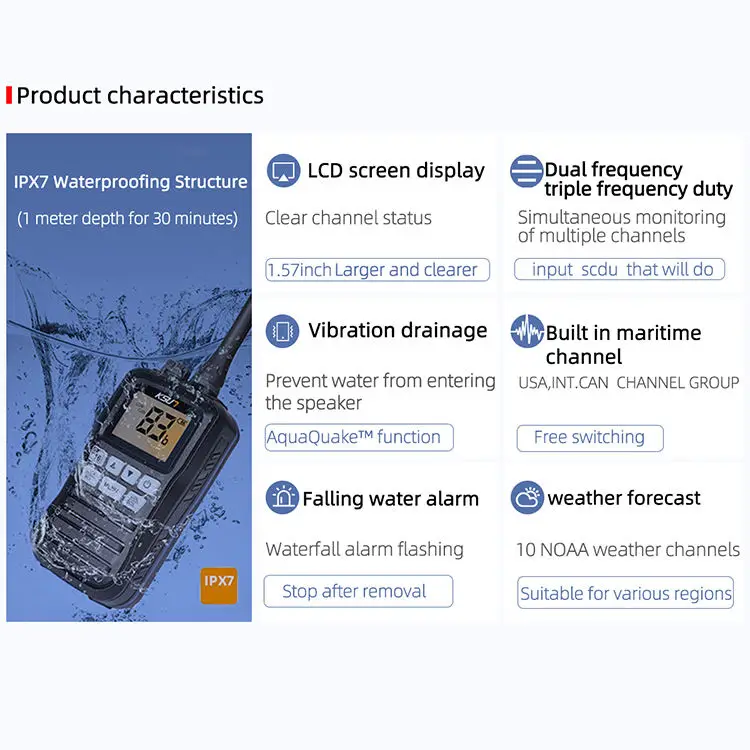 P25 5 كجم IPX7 مقاوم للماء سفينة المحيط البحر VHF تعويم لاسلكي تخاطب NOAA قنوات الطقس راديو بحري