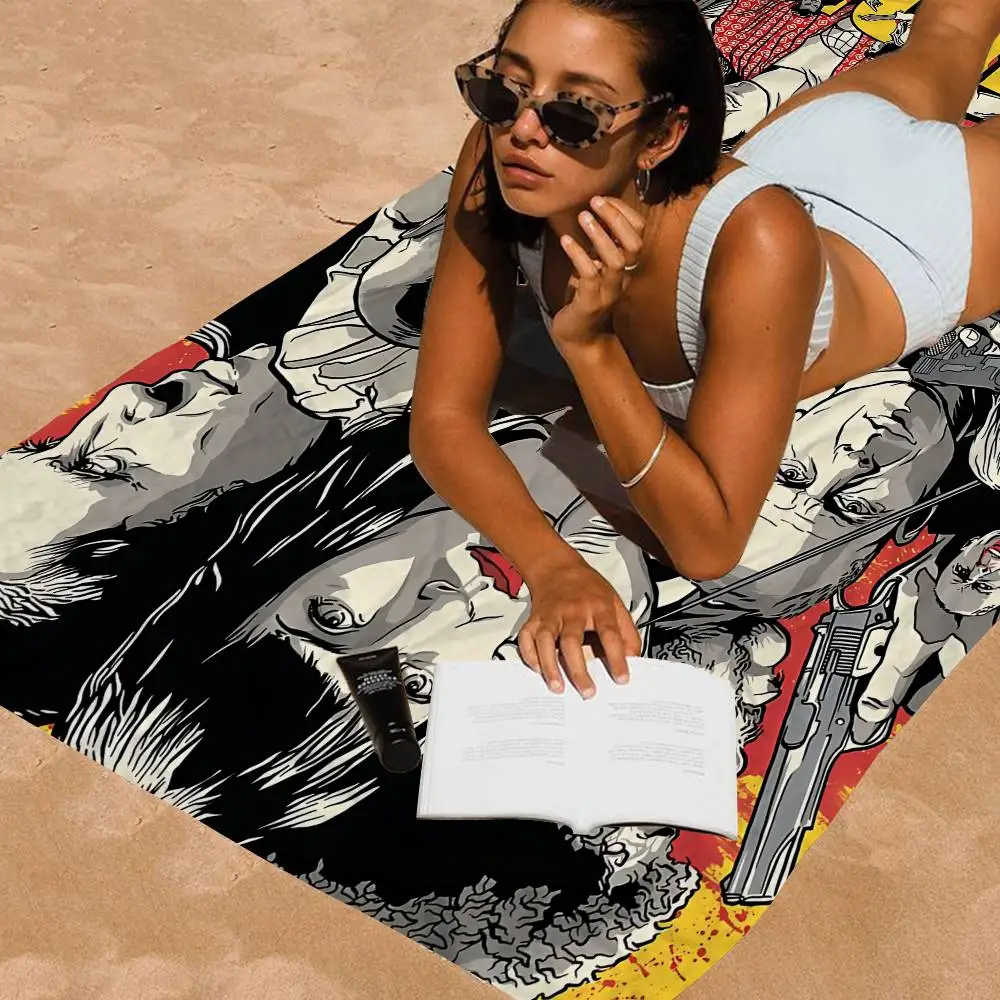 Classic Movie Poster Pulp Fiction Bath Towel Microfiber Soft Water Absorbing Breathable For Decorative Cartoon Beach Towel