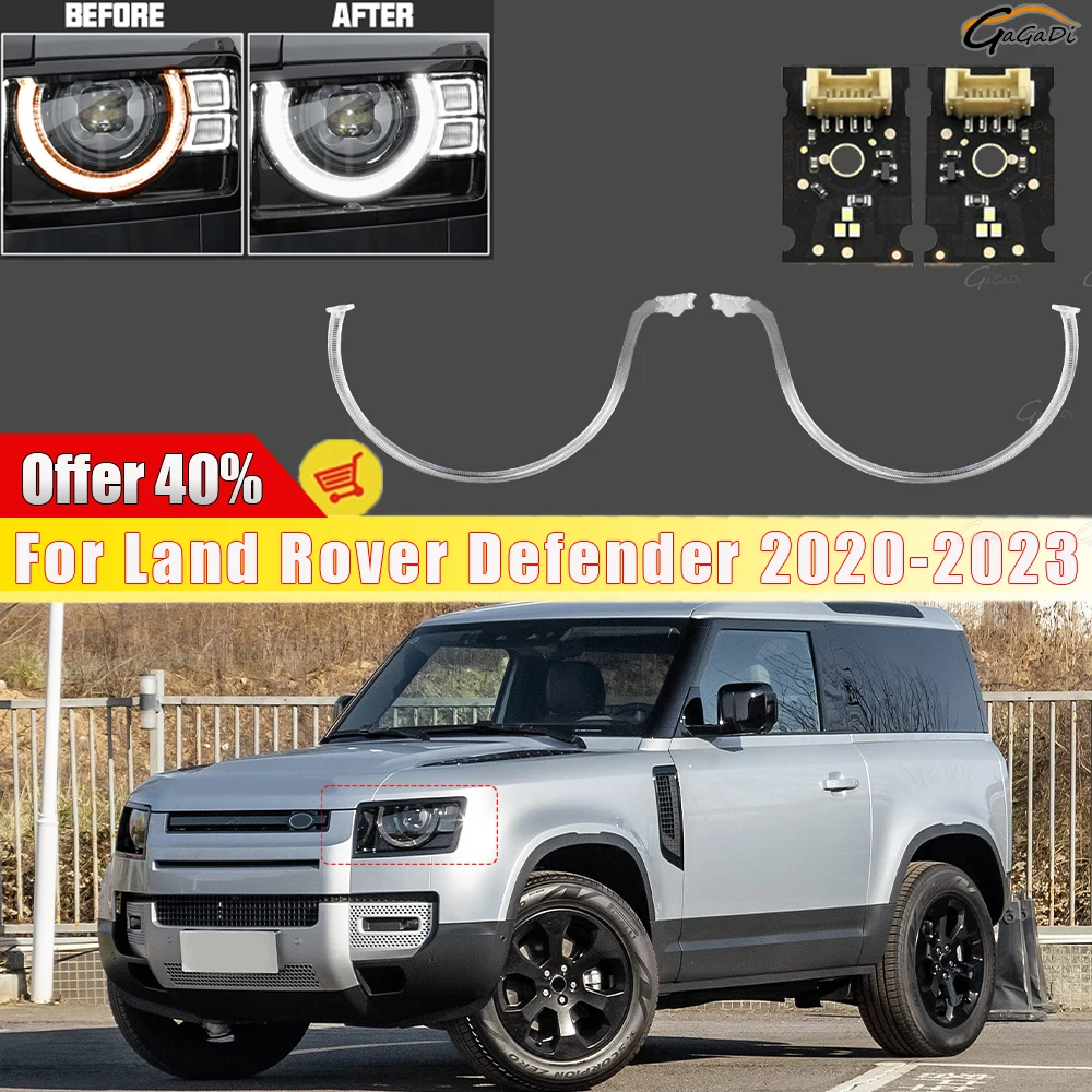 For Land Rover Defender 2020 22021 2022 2023 Car DRL Headlight Light Guide Strip Daytime Running Light Tube Bar DRL Chip Board