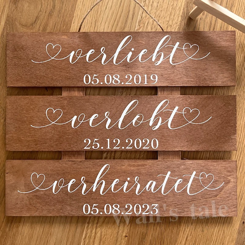 Decorazione di nozze Cartello in legno personalizzato con data Adesivi artistici Naschbar Data personalizzata Decalcomanie in vinile Decorazioni per