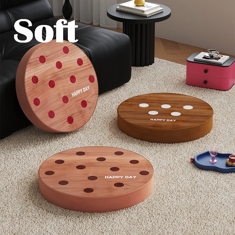 bauhaus-wood-grain-polka-dot-zafu-living-room-balcony-lazy-round-cushion-tea-room-zen-meditation-mat-tatami-pad
